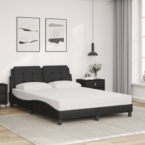 Krevet s madracem crni 140 x 200 cm od umjetne kože - NOVO