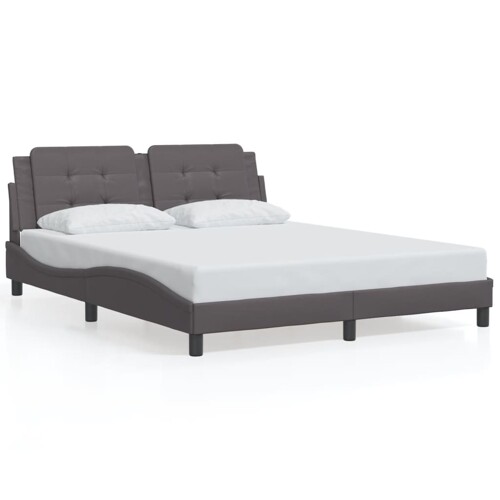 Okvir za krevet s uzglavljem sivi 160x200 cm od umjetne kože - NOVO