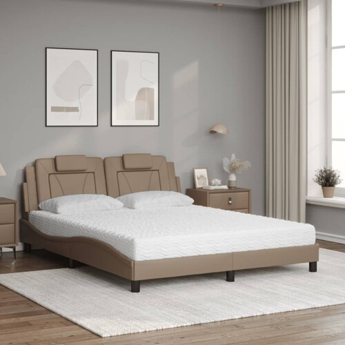 Krevet s madracem cappuccino 160x200 cm od umjetne kože - NOVO