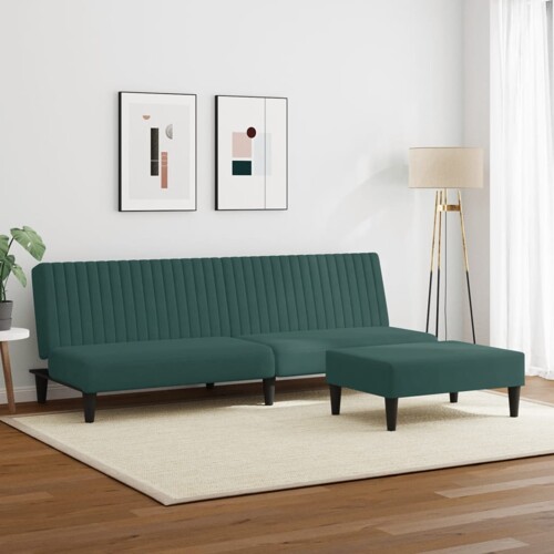 2-dijelni set sofa tamnozeleni baršunasti - NOVO