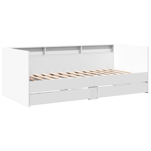 Dnevni krevet s ladicama bez madraca bijeli 90x200 cm - NOVO