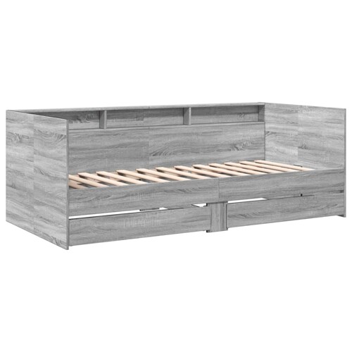 Dnevni krevet s ladicama bez madraca siva boja hrasta 100x200cm - NOVO