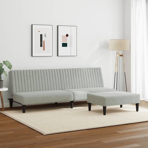2-dijelni set sofa svjetlosivi baršunasti - NOVO