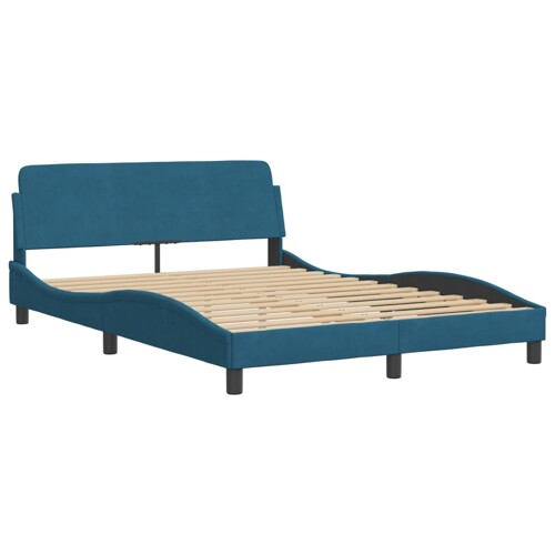 Okvir za krevet s uzglavljem plavi 140 x 190 cm baršunasti - NOVO