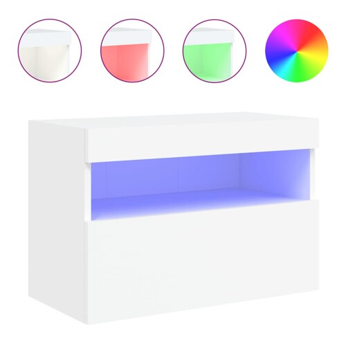 Zidni TV ormarić s LED svjetlima bijeli 60x30x40 cm - NOVO