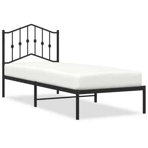 Metalni okvir za krevet s uzglavljem crni 80x200 cm - NOVO