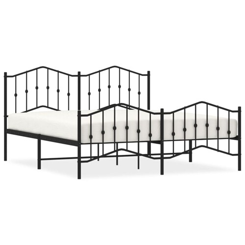 Metalni okvir kreveta s uzglavljem i podnožjem crni 160x200 cm - NOVO
