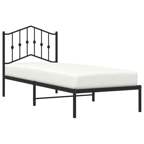 Metalni okvir za krevet s uzglavljem crni 90x200 cm - NOVO