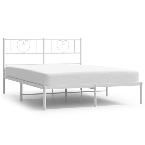 Metalni okvir za krevet s uzglavljem bijeli 160x200 cm - NOVO