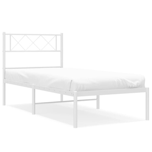 Metalni okvir za krevet s uzglavljem bijeli 90x200 cm - NOVO
