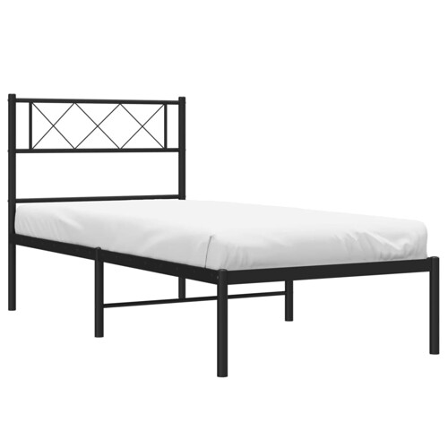 Metalni okvir za krevet s uzglavljem crni 90x190 cm - NOVO