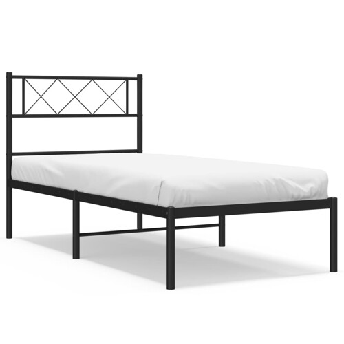 Metalni okvir za krevet s uzglavljem crni 90x190 cm - NOVO