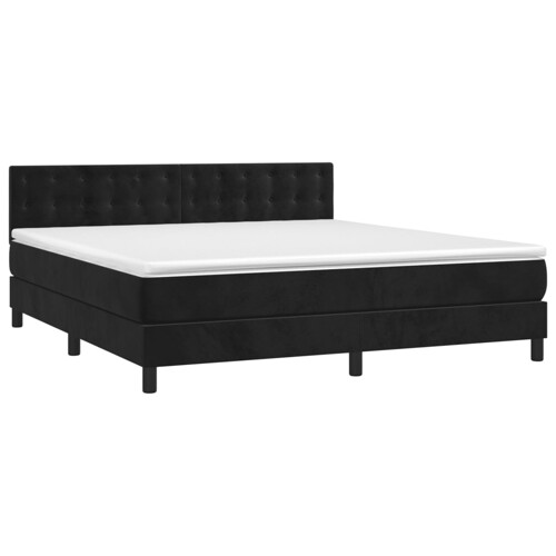Krevet box spring s madracem LED crni 160x200 cm baršun - NOVO