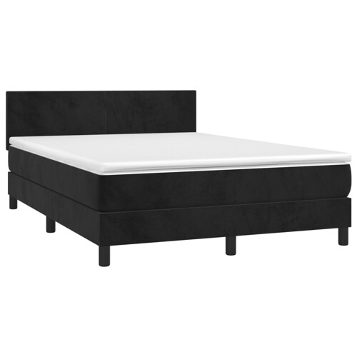 Krevet box spring s madracem LED crni 140x200 cm baršun - NOVO