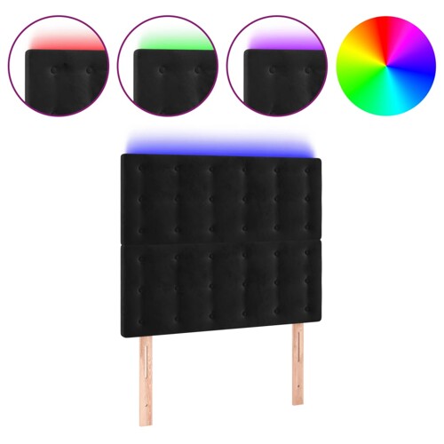 LED uzglavlje crno 80x5x118/128 cm baršunasto - NOVO