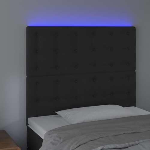 LED uzglavlje crno 80x5x118/128 cm baršunasto - NOVO