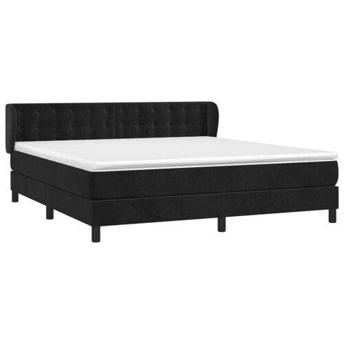 Krevet s oprugama i madracem crni 160x200 cm baršunasti - NOVO