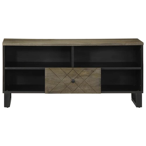 TV ormarić crni 100 x 33 x 46 cm od masivnog drva manga - NOVO