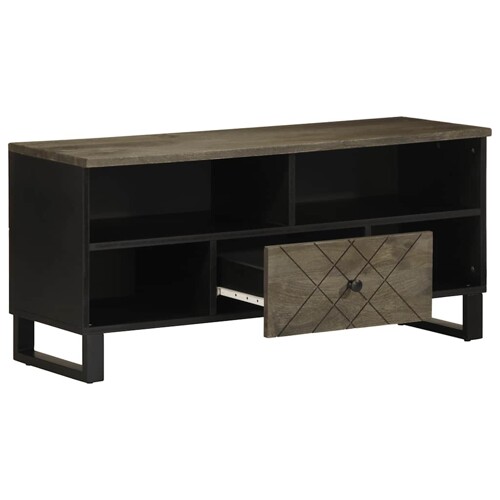 TV ormarić crni 100 x 33 x 46 cm od masivnog drva manga - NOVO