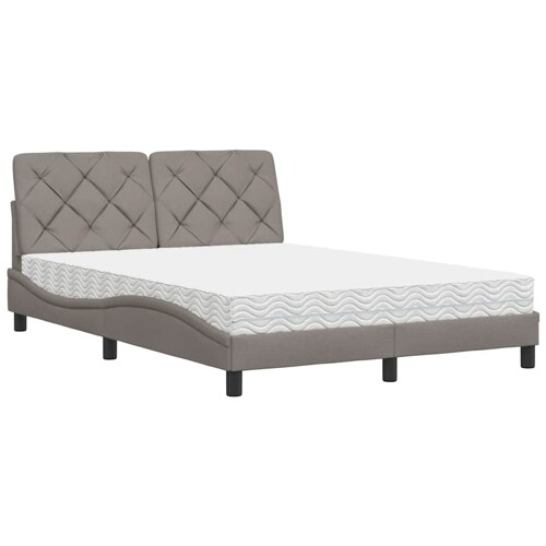 Krevet s madracem smeđesivi 140 x 190 cm od tkanine - NOVO