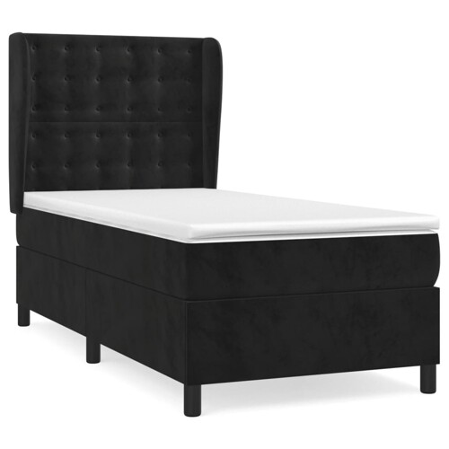 Box spring krevet s madracem crni 80 x 200 cm baršunasti - NOVO