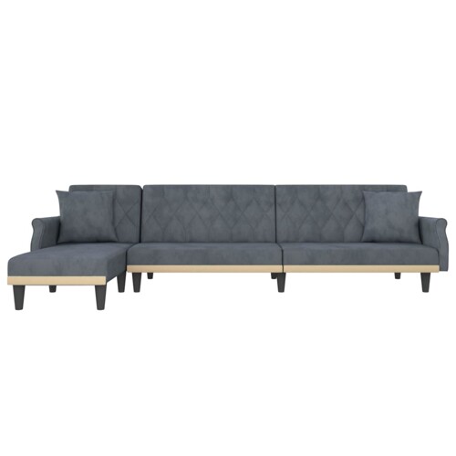 Kutna garnitura na razvlačenje tamnosiva 271x140x70 cm baršun - NOVO