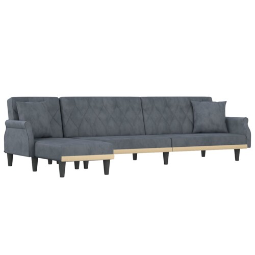 Kutna garnitura na razvlačenje tamnosiva 271x140x70 cm baršun - NOVO