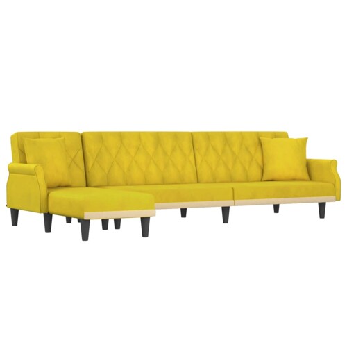 Kutna garnitura na razvlačenje žuta 271x140x70 cm baršunasta - NOVO