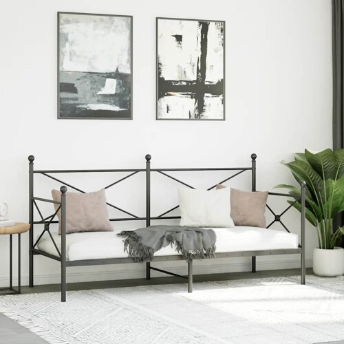 Dnevni krevet bez madraca crni 90x200 cm čelik - NOVO