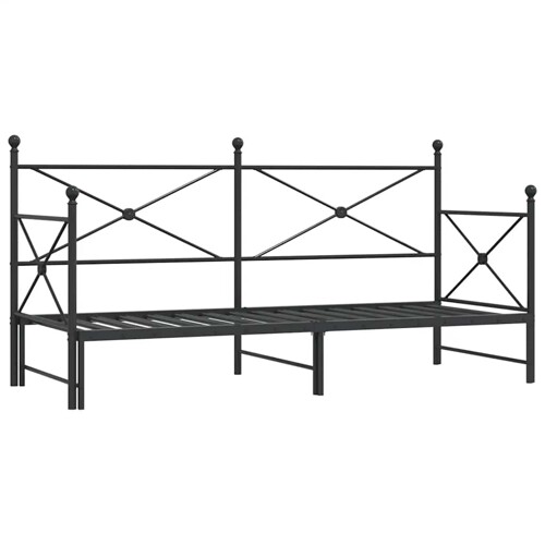 Krevet na rasklapanje bez madraca crni 90x200 cm čelik - NOVO