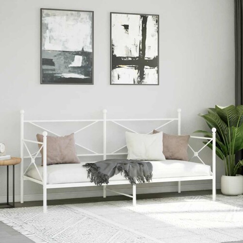 Dnevni krevet bez madraca bijeli 80x200 cm čelik - NOVO