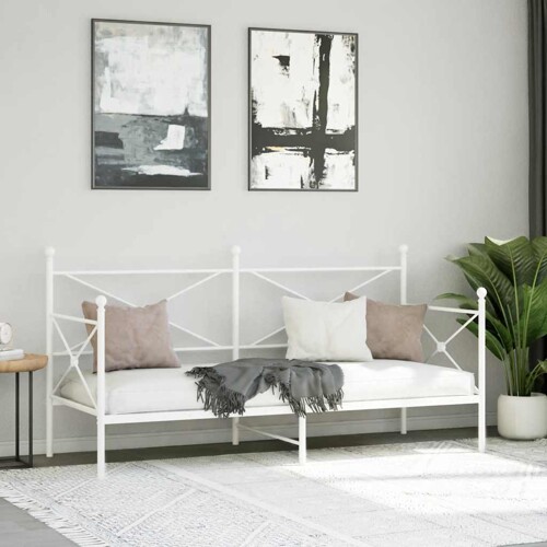 Dnevni krevet bez madraca bijeli 90x200 cm čelik - NOVO