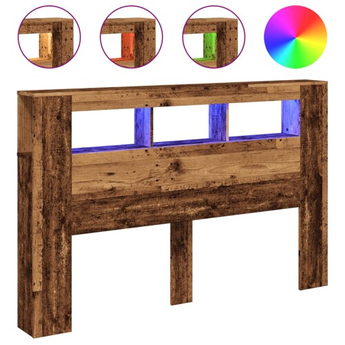 LED uzglavlje boja drva 160x18,5x103,5 cm konstruirano drvo - NOVO