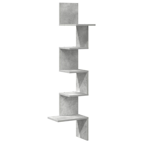 Zidne kutne police siva boja betona 32x32x127,5 cm od iverice - NOVO