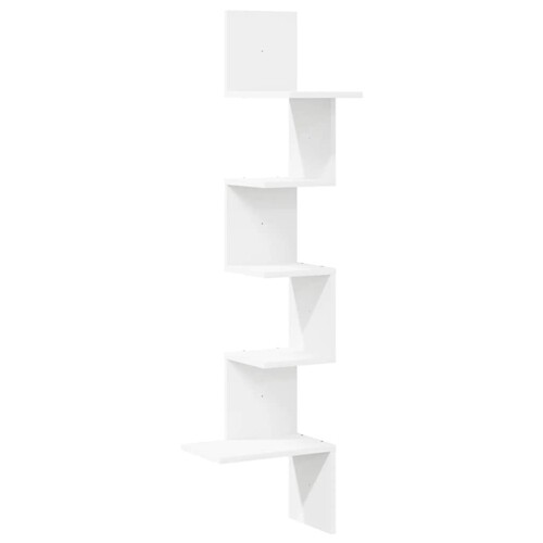 Zidne kutne police bijele 32x32x127,5 cm od konstruiranog drva - NOVO
