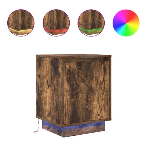 Noćni ormarići s LED svjetlima 2 kom dimljeni hrast 38x34x50 cm - NOVO