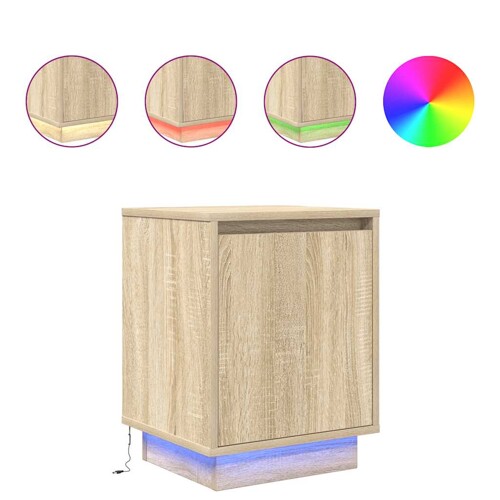 Noćni ormarić s LED svjetlima boja hrasta sonome 38x34x50 cm - NOVO