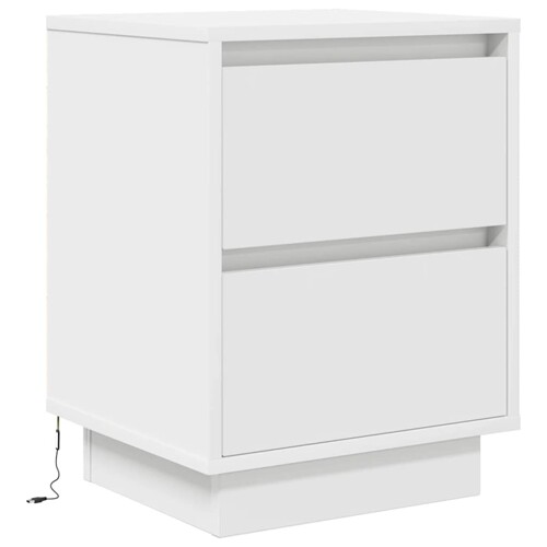 Noćni ormarić s LED svjetlima bijeli 38x34x50 cm - NOVO