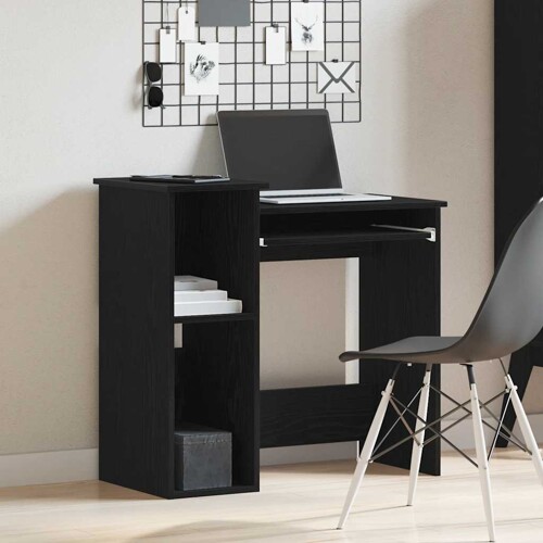 Radni stol s policama crni 84x40x78 cm konstruirano drvo - NOVO