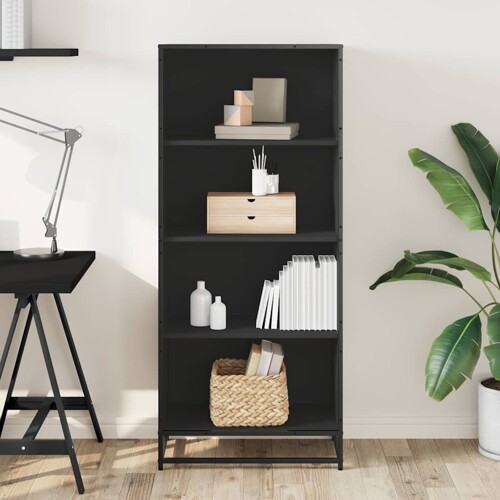 Polica za knjige crna 60x35x139 cm izrađeno drvo - NOVO