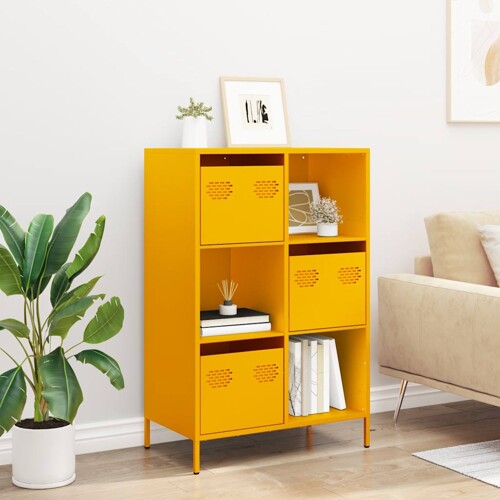 Visoka komoda boja senfa 68x39x103,5 cm od čelika - NOVO
