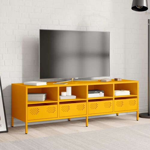 TV ormarić boja senfa 135x39x43,5 cm čelični - NOVO