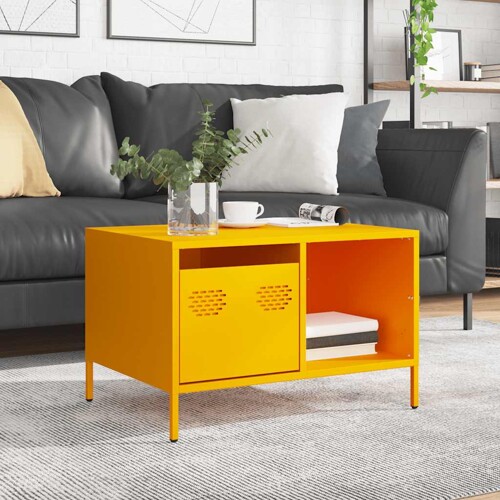 Stolić za kavu boje senfa 68,5x50x43,5 cm hladno valjani čelik - NOVO