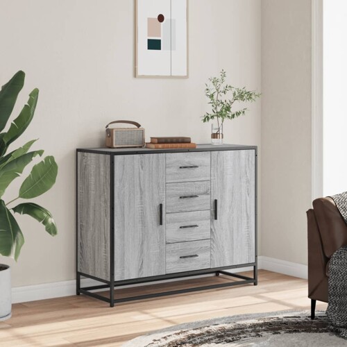 Komoda Siva Sonoma 92x35x76 cm Konstruirano drvo - NOVO