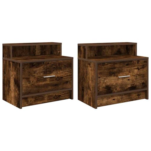 Noćni ormarići s ladicom 2 kom dimljeni hrast 51x31x47 cm - NOVO