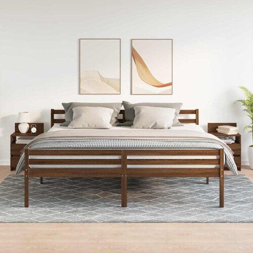 Noćni ormarići 2 kom s 2 ladice smeđi hrast 40x33x60 cm - NOVO
