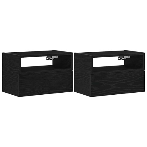 Zidni noćni ormarići 2 kom crni 45x26x28,5 cm - NOVO