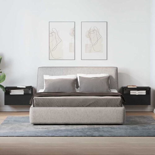 Zidni noćni ormarići 2 kom crni 45x26x28,5 cm - NOVO