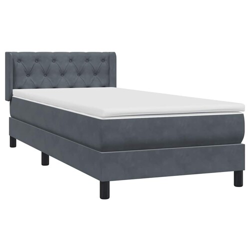 Box spring krevet s madracem tamnosivi 80 x 220 cm baršunasti - NOVO