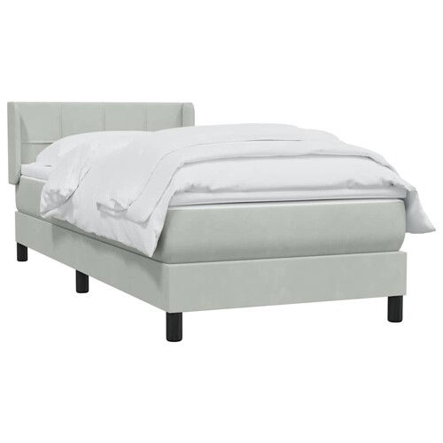Box Spring krevet s madracem svijetlo sivi 80x220 cm samt - NOVO